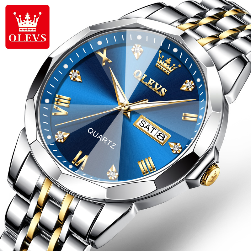 Olevs Brand Watch Wholesale Quartz Watch Cross-Border Foreign Trade Olevs Double Calendar Tiktok Men's Watch Men's Watch Fashion