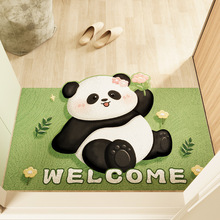 可爱熊猫pvc丝圈入户门地垫除尘耐脏脚垫防滑家用地毯可裁剪地垫