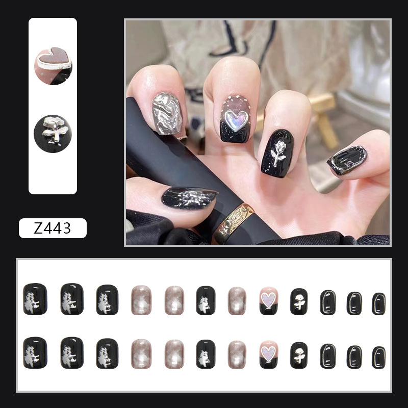 Early Autumn Elegant Manicure White Girl Ins Style Sweet Cool Caramel Milk Card Color Wear Nail Finished Product Wholesale 24 Pieces