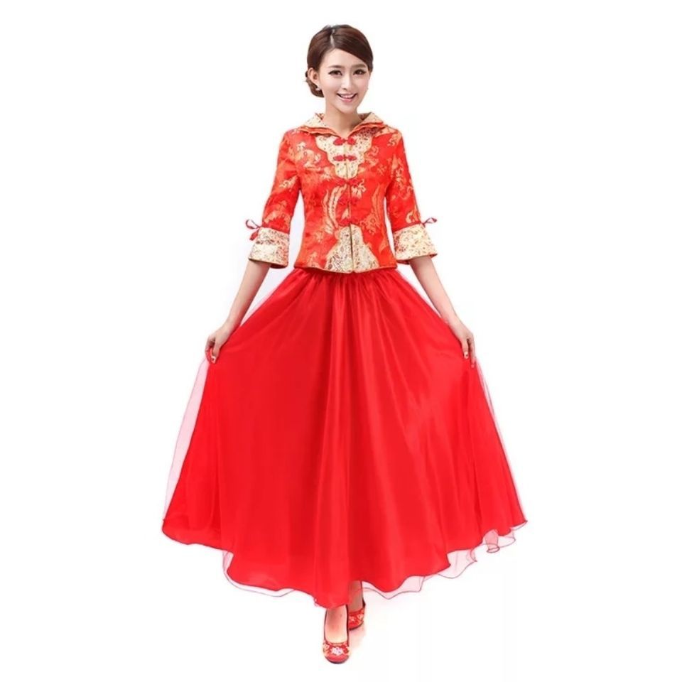 2020新款小凤仙敬酒服结婚礼服新娘装套裙红色套裙纱裙中式女回门