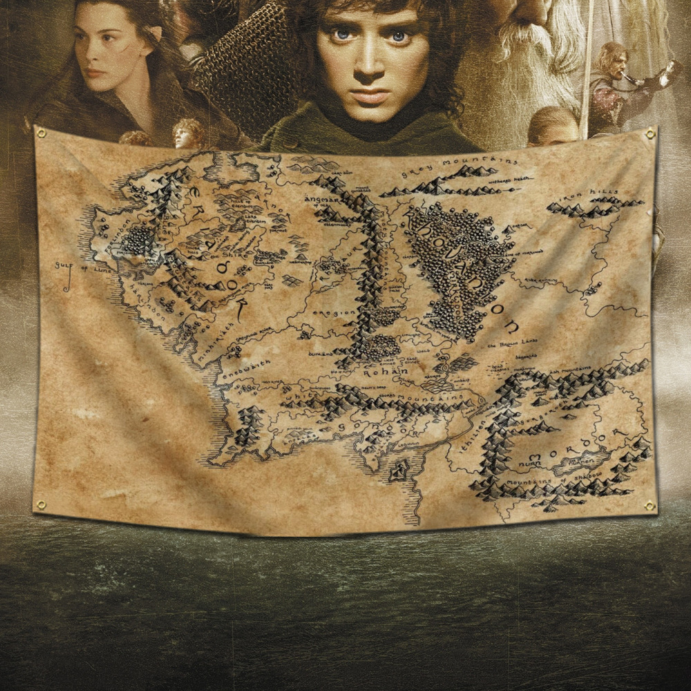 现货厂家直供速卖通 指环王地图 旗帜批发4号旗90*150cm 3*5ft