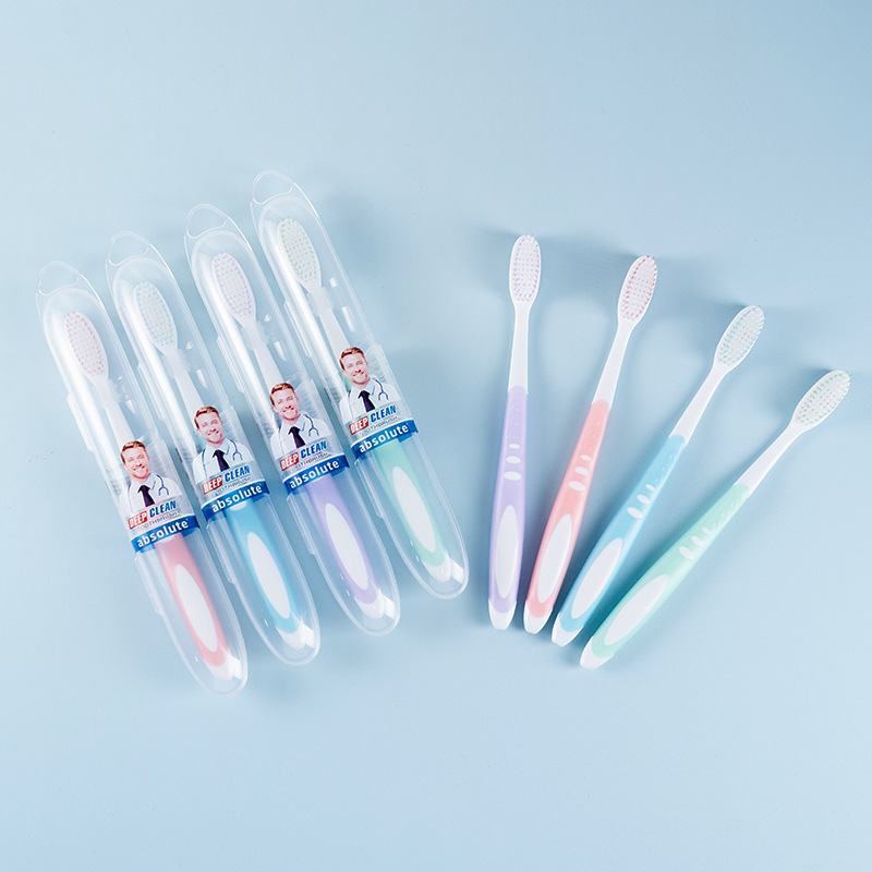 Foreign Trade Cross-Border Big Head High Density Color Soft Fur Two-Color Independent Travel Tube Packing Adult Home Use Toothbrush Set Wholesale