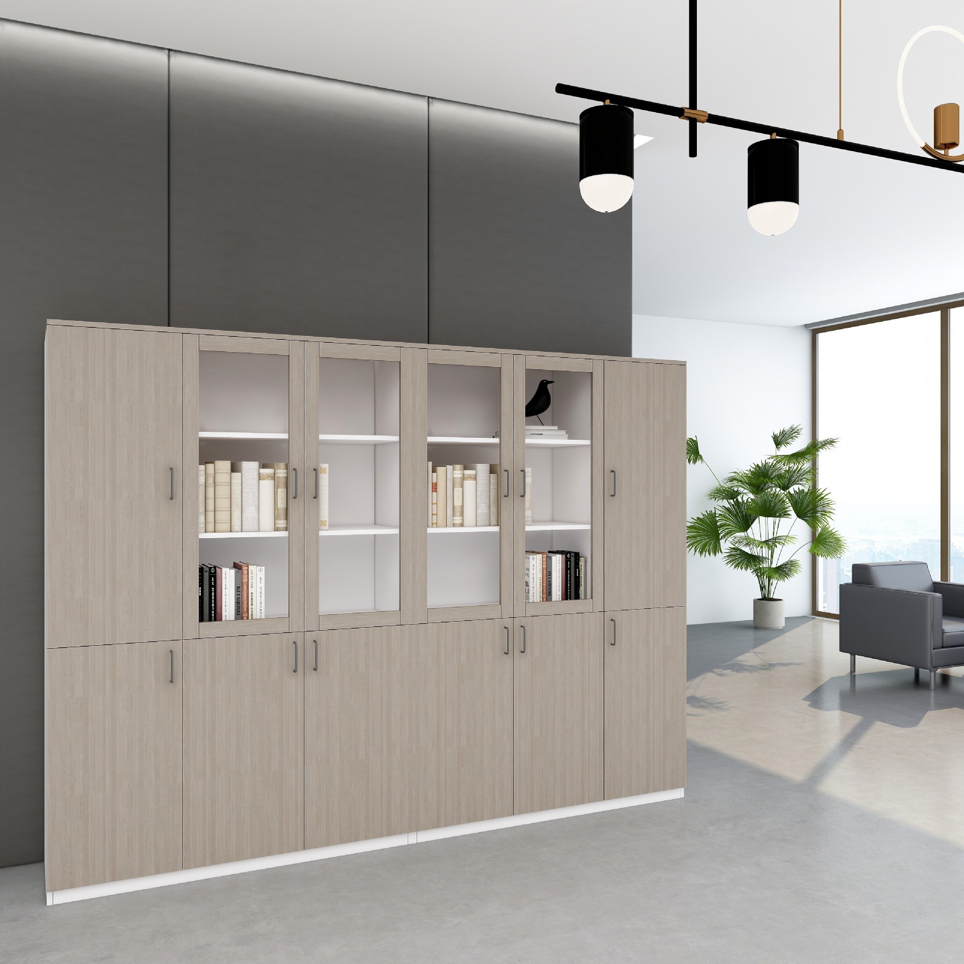 板式文件柜木质简约现代档案柜资料柜储物柜书柜带锁柜办公室柜子