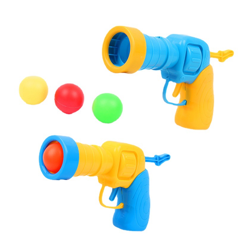 Catapult Ball Gun Stall Hot Sale Toy Children's Elastic Table Tennis Gun Plastic Launch Pistol Small Toy Wholesale