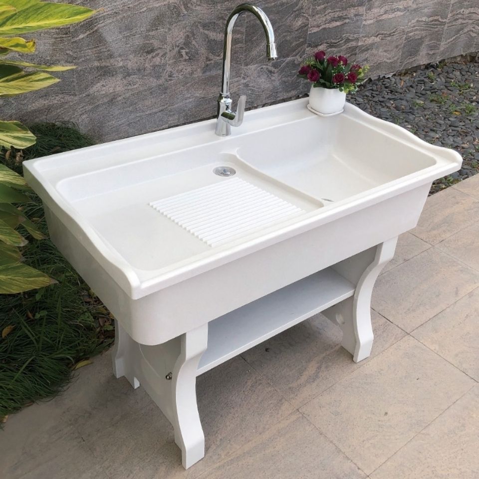 石英石洗衣池盆阳台带搓衣板室外人造石石头一体成型单盆家用水槽