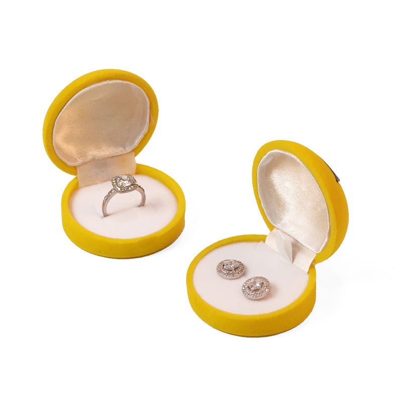 Zhihua Factory Direct Flocking Jewelry Box Ring Box Creative Yellow Smiley Face Jewelry Box Wholesale