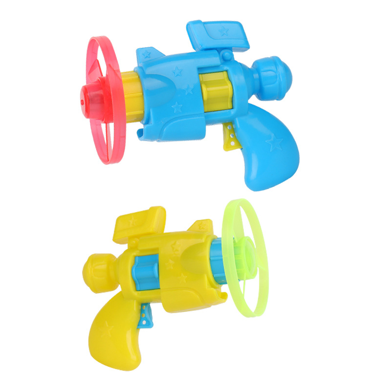 Luminous UFO Gun Bamboo Dragonfly Outdoor Catapult Rotating Frisbee Pull Wire Children's Toy Night Market Stall Supply Gift