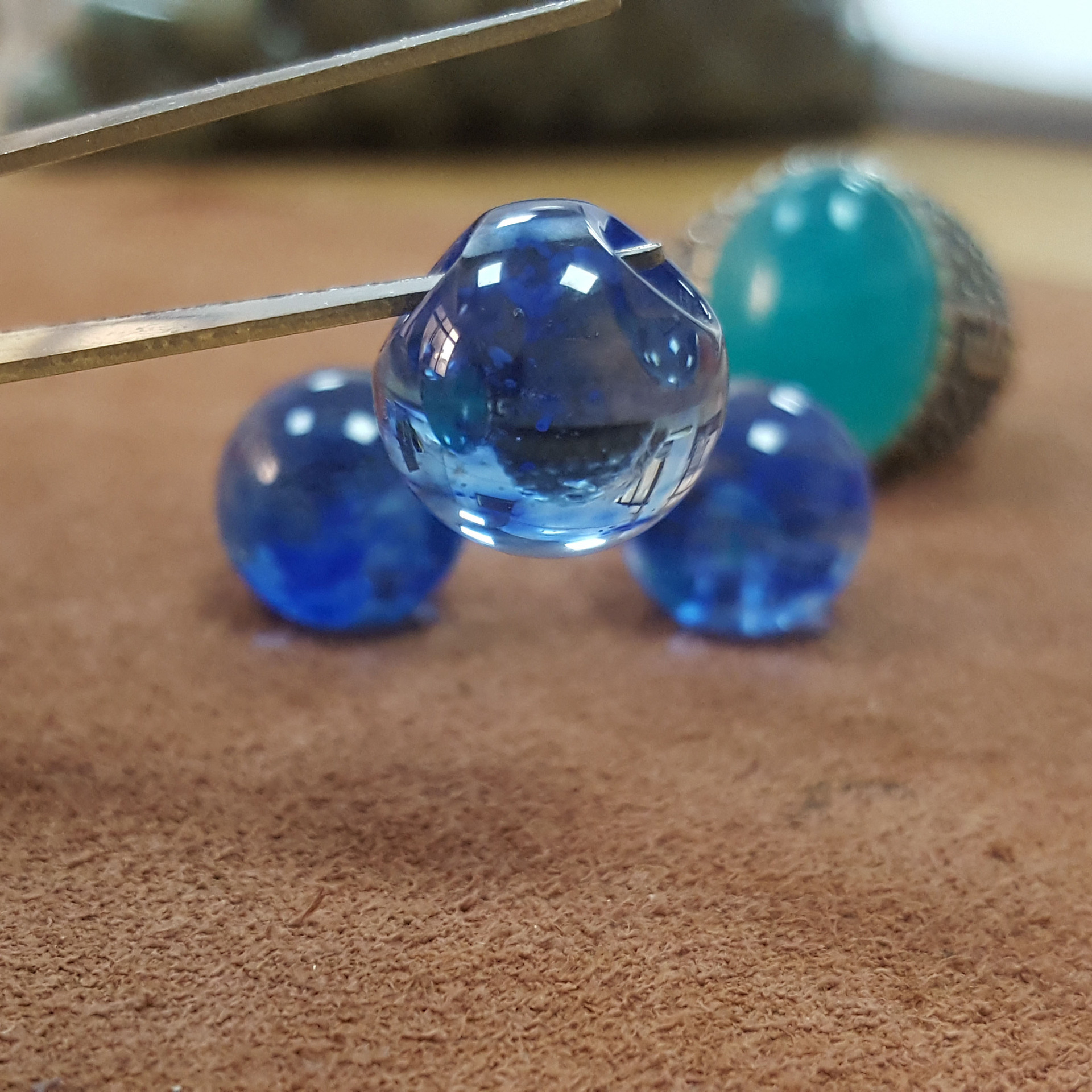 diy饰品高档服装玉石宝石纽扣厂家直营蓝西瓜珠扣旗袍扣现货供应