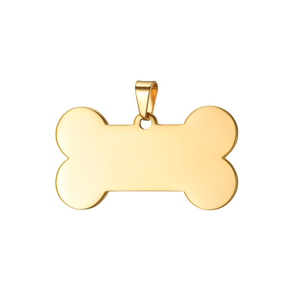 厂家批发空白刻字钛钢项链身份牌宠物挂牌防丢吊坠狗骨头造型吊牌