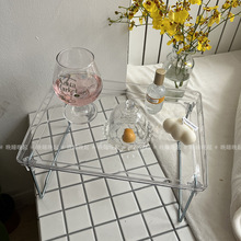 ins风多功能简约透明折叠桌收纳架可叠加床上桌面厨房杂物整理架