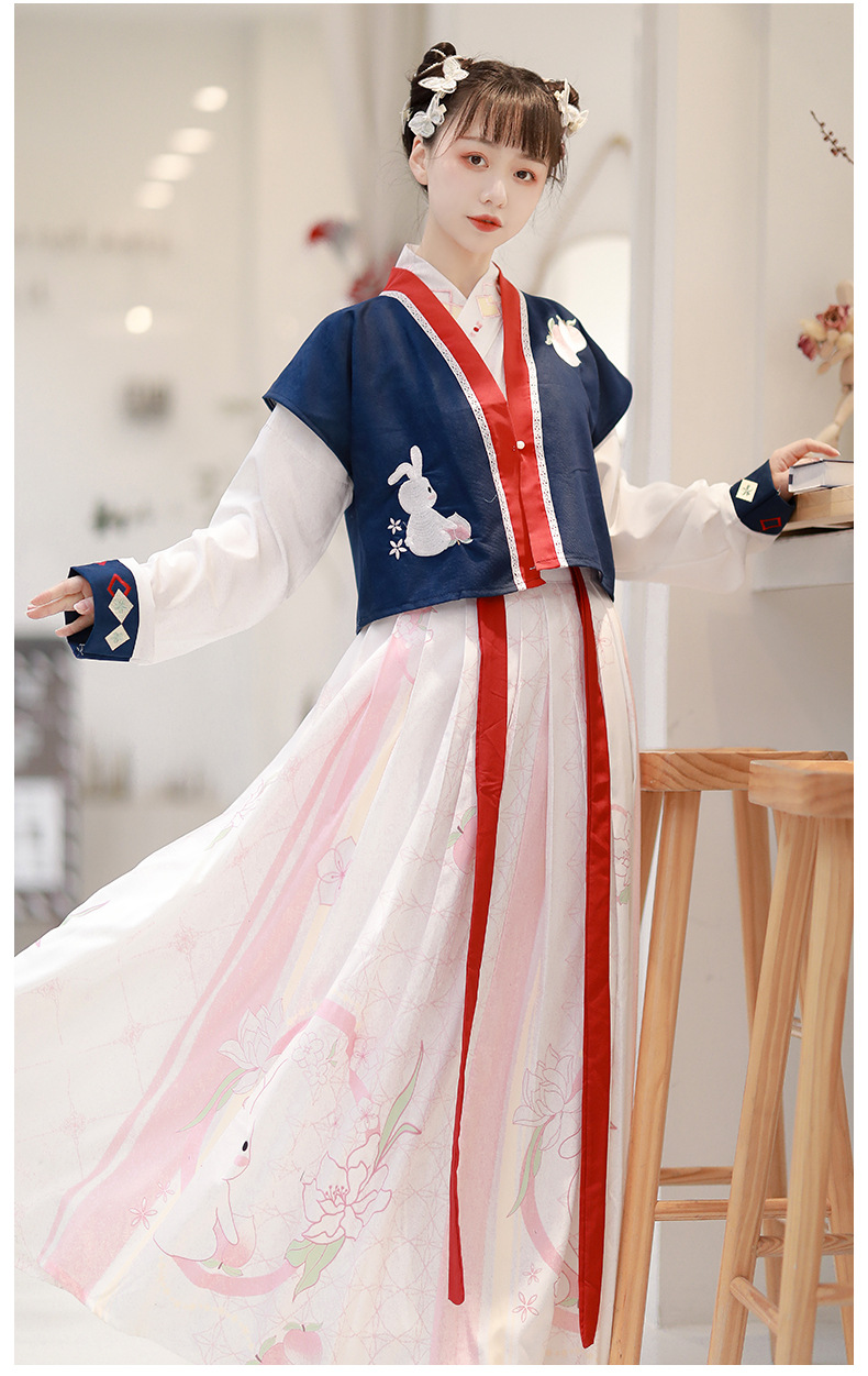 花妤兔汉服中国风唐制褙子交领齐腰襦裙春夏改良汉服女古装日常秋