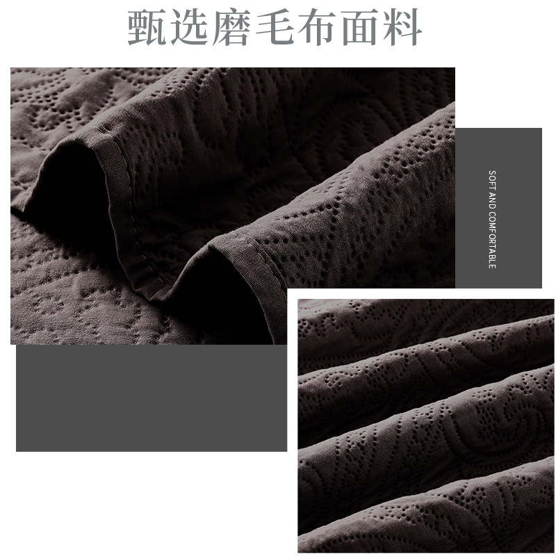 Cross-Border Ultrasonic Quiltedtextiles Solid Color Super Soft Embossed Three-Piece Bed Cover Set Washable Bedding Factory Direct Sales