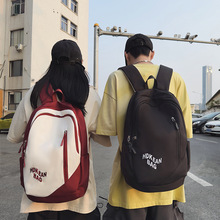 书包女高中学生复古大容量双肩包韩版潮流大学生情侣字母刺绣背包