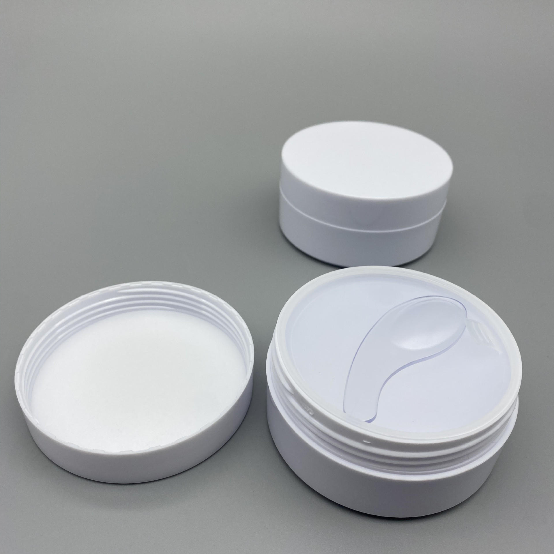 现货圆形白色塑料ps注塑化妆品瓶100g/60片眼膜贴膏霜瓶广口瓶