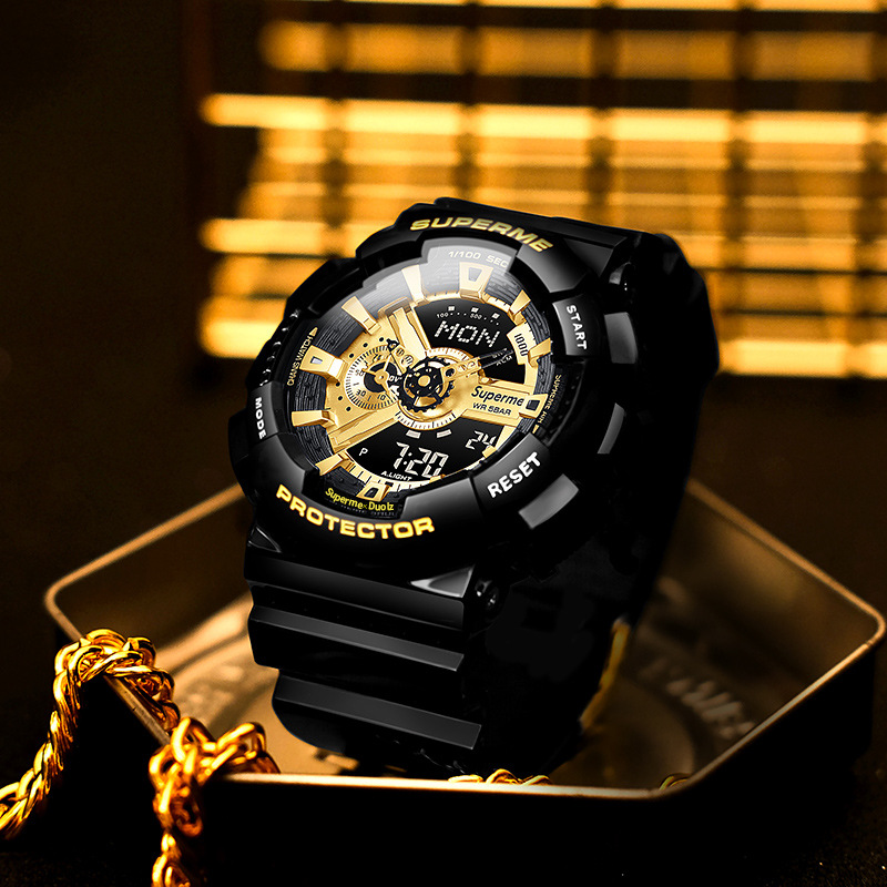 superme电子手表男简约联名独角兽ins风中学生运动防水女生电子表