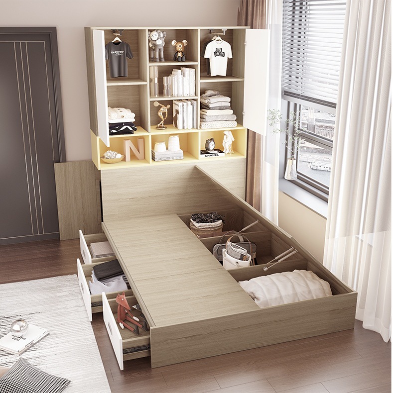 北欧简约多功能榻榻米储物床衣柜一体省空间小户型卧室收纳组合床