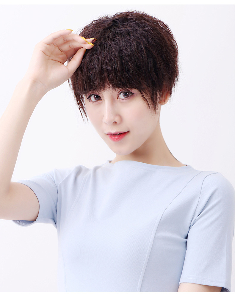 头顶补发片中老年款妈妈遮白发假发女短卷蓬松玉米烫发顶全真发块