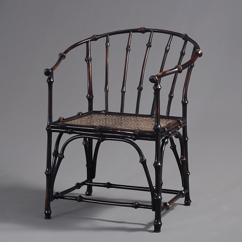 筇竹明式圈椅中式古典茶室泡茶椅靠背椅子主人椅 古法手工制作