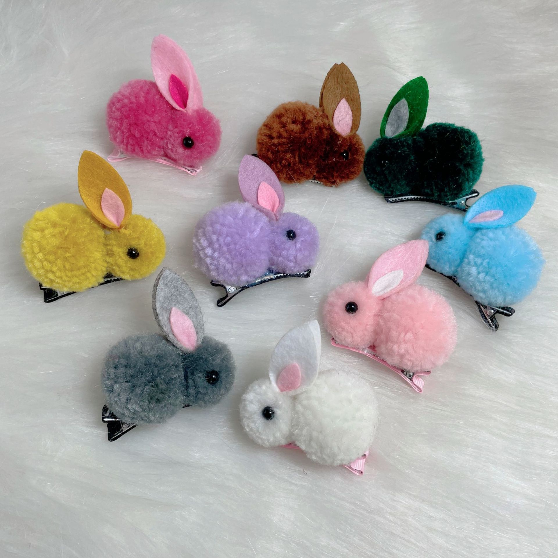 可爱小兔子立体发夹儿童毛绒夹子宝宝兔年本命年发卡侧边夹头饰