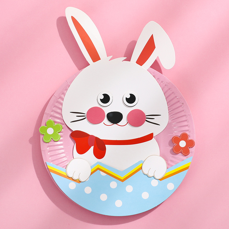 儿童卡通纸盘画幼儿园diy手工材料包益智玩具纸盘贴画粘贴画礼物