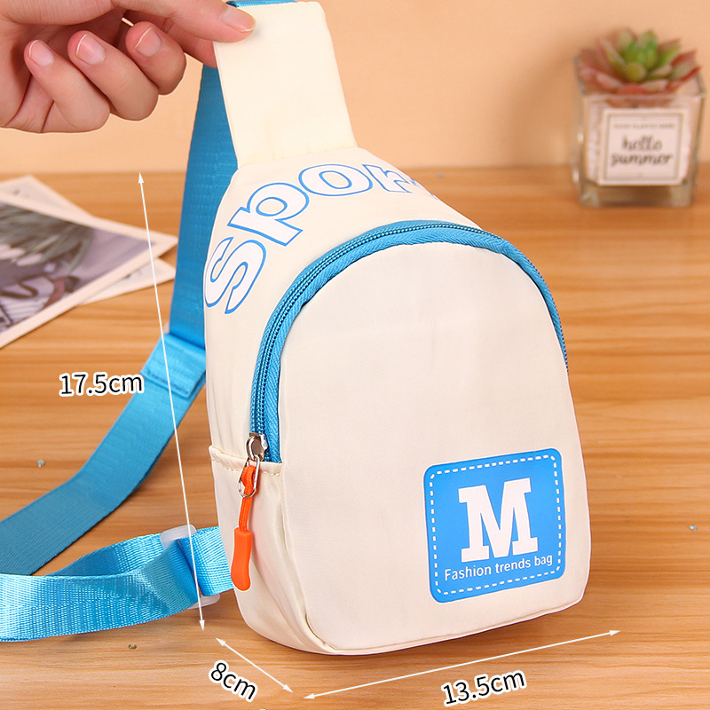 Contrast Color Children's Bag Summer New Korean Style M Letter Chest Bag Girl's Crossbody Bag Custom Printed Logo Shoulder Bag