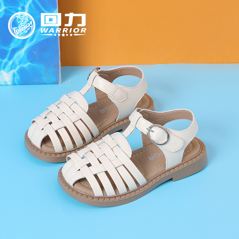 回力童鞋儿童包头凉鞋2024夏季新款女童编织沙滩鞋女孩公主休闲鞋