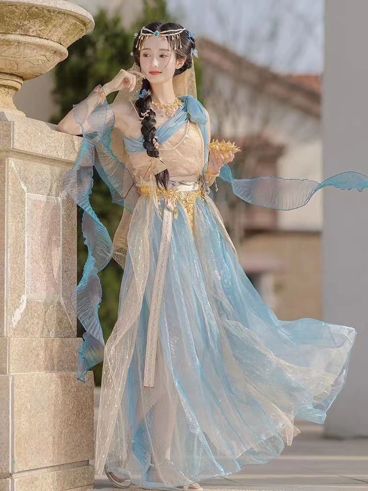 西域舞姬敦煌飞天异域风情古典舞演出服装中国风汉服女春季薄款夏