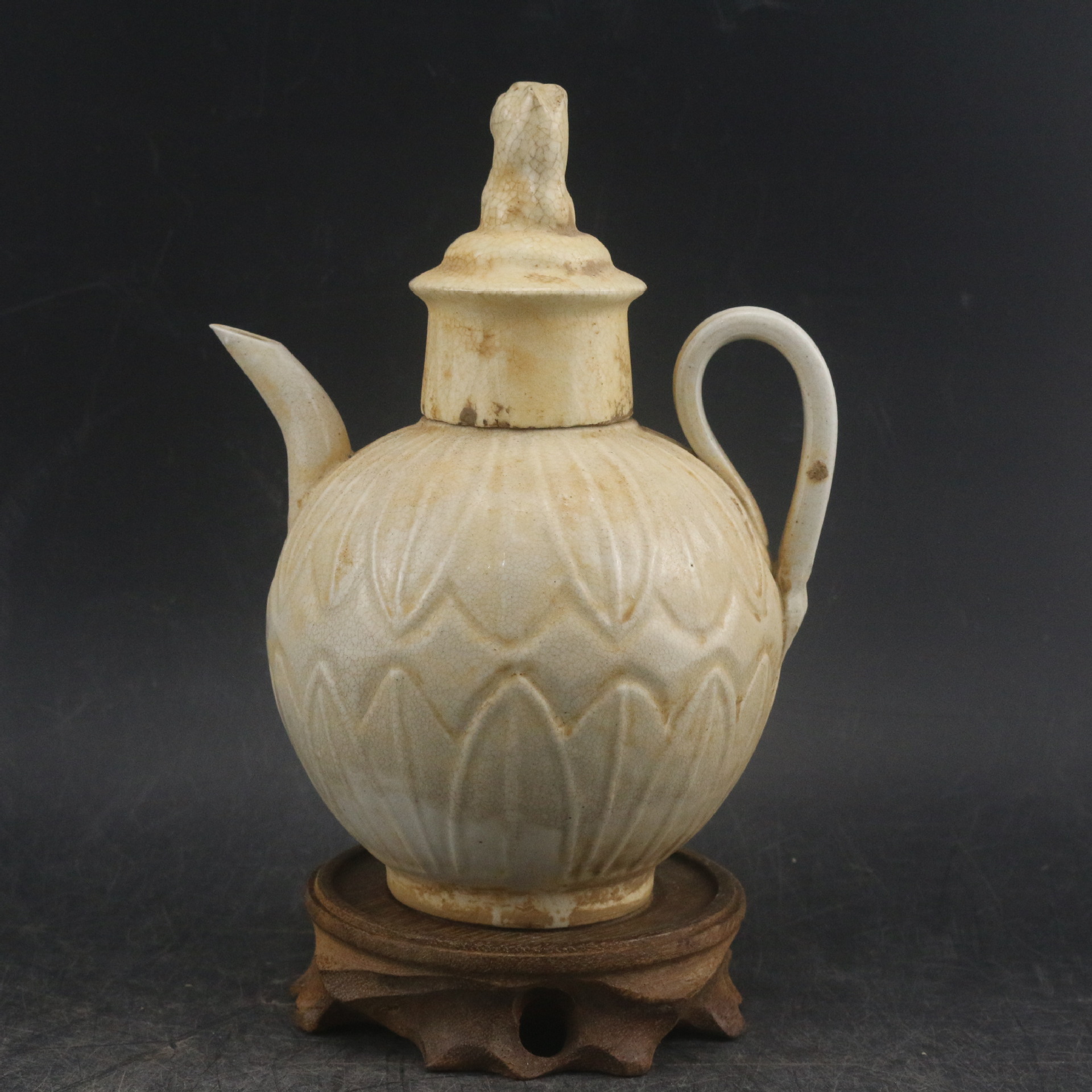 宋代湖田窑刻花执壶 古董古玩 旧货老货 出土瓷器 家居摆件老物件