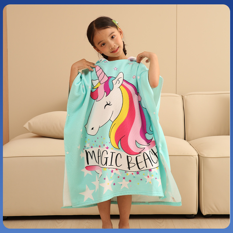 Factory wholesale large men's and women's bath towel cape boys and girls hooded bathrobe Cape wearable bath towel cape image