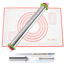 5YA1刻度不粘家用大号不锈钢擀面杖烘焙定高长款可调节厚度面粉棍