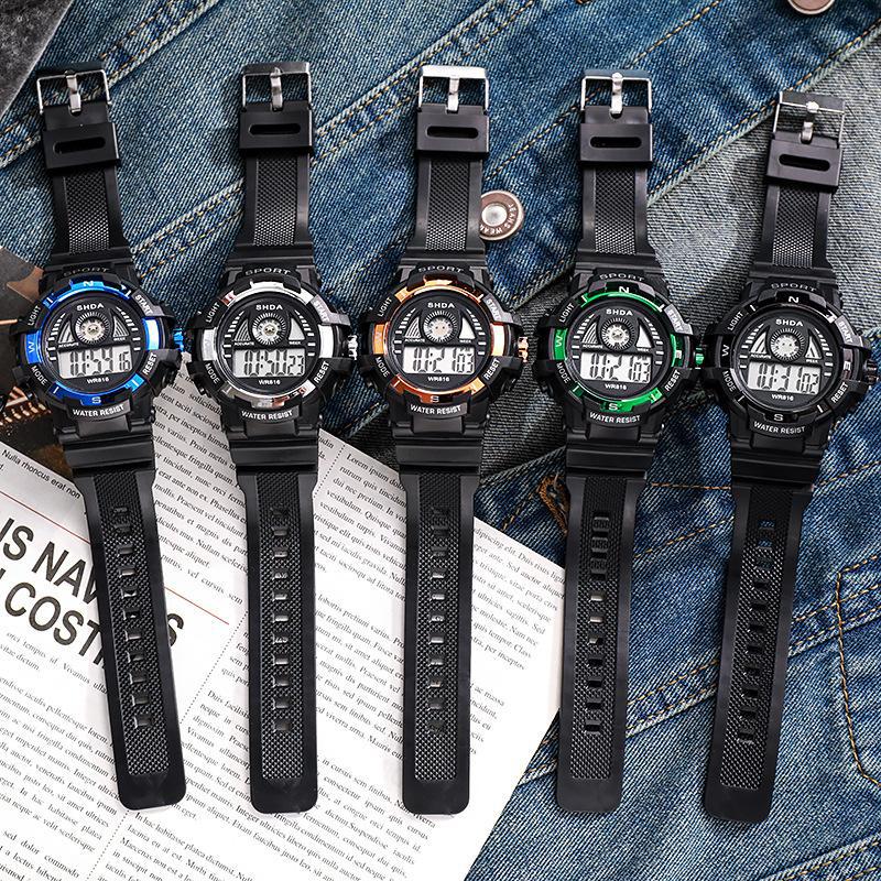 Factory Direct Sales New Korean Style Ins Style Student Sports Watch Men's Trendy Children's Luminous Waterproof Electronic Watch