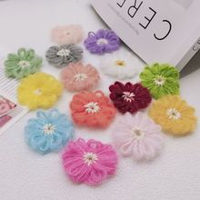 韩版手工DIY毛线花配饰马海毛手钩毛线花朵 耳饰手工钩花