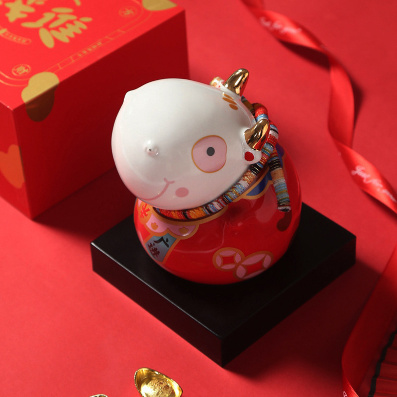 陶瓷生肖牛存钱罐创意茶叶罐生肖公司年会礼品吉祥物摆件印制logo