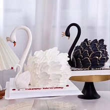 网红皇冠黑天鹅蛋糕摆件软胶模具甜品台女神小仙女生日装扮插件
