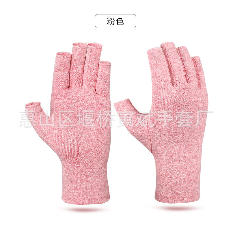 Hemp Gray Half Finger Gloves Color Half Finger Gloves Fitness Pressure Gloves Inflammation Joint Health Care Gloves