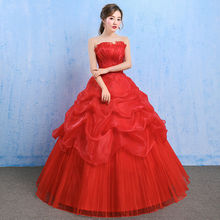 婚纱礼服2023春夏新款韩式新娘结婚抹胸大码孕妇齐地红色蕾丝显瘦