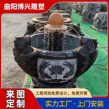 中式古建园林景观仿古庭院喷泉水系雕塑石雕做旧流水鱼缸水转球
