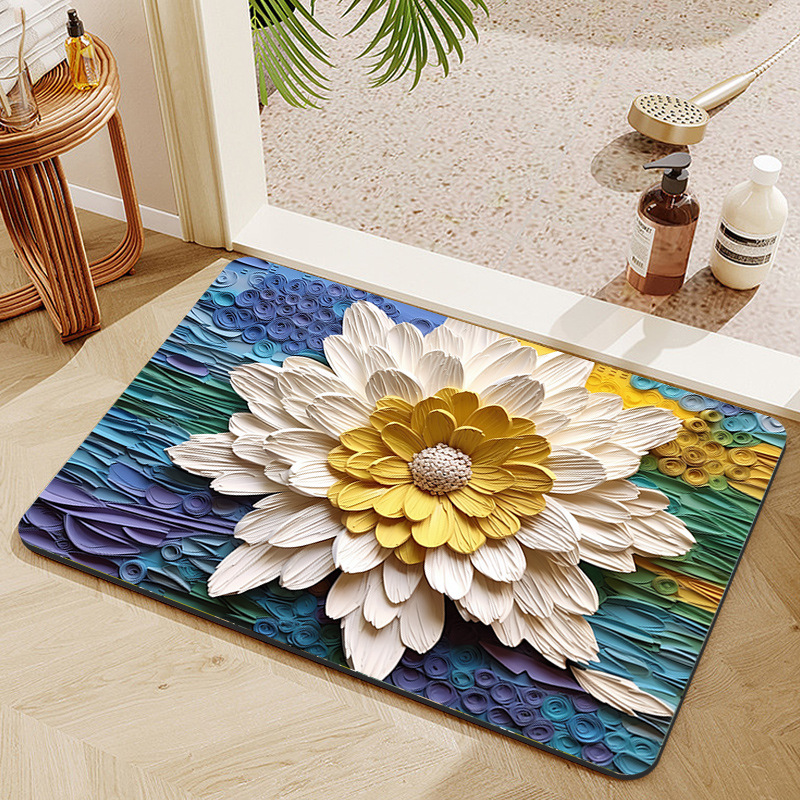 Pu Light Luxury Diatom Mud Absorbent Pad Non-Slip Floor Mat Bathroom Door Quick-Drying Mat Bathroom Carpet Bathroom Step Mat