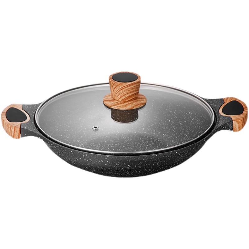 麦饭石不粘锅家用电磁炉燃气灶专用炒菜锅-阿里巴巴