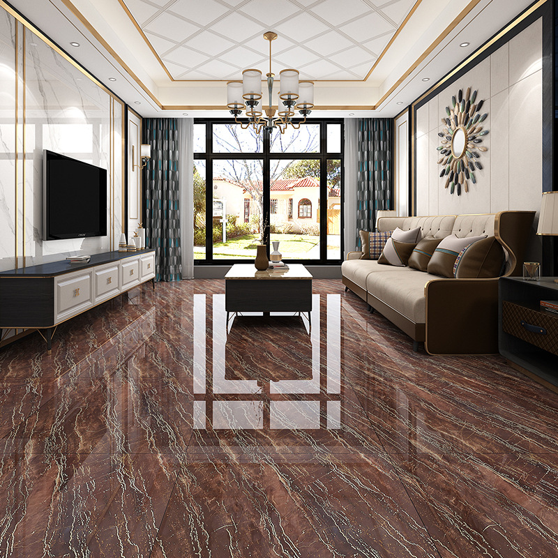 客厅金丝釉通体大理石瓷砖800x800卧室防滑地板砖咖啡色欧式地砖