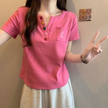 200斤立体装饰设计感短袖t恤女夏季2023新款女装显瘦大码上衣女潮