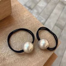 日韩大颗珍珠发绳高级感小香风气质黑色耐用橡皮筋球球头绳发饰女