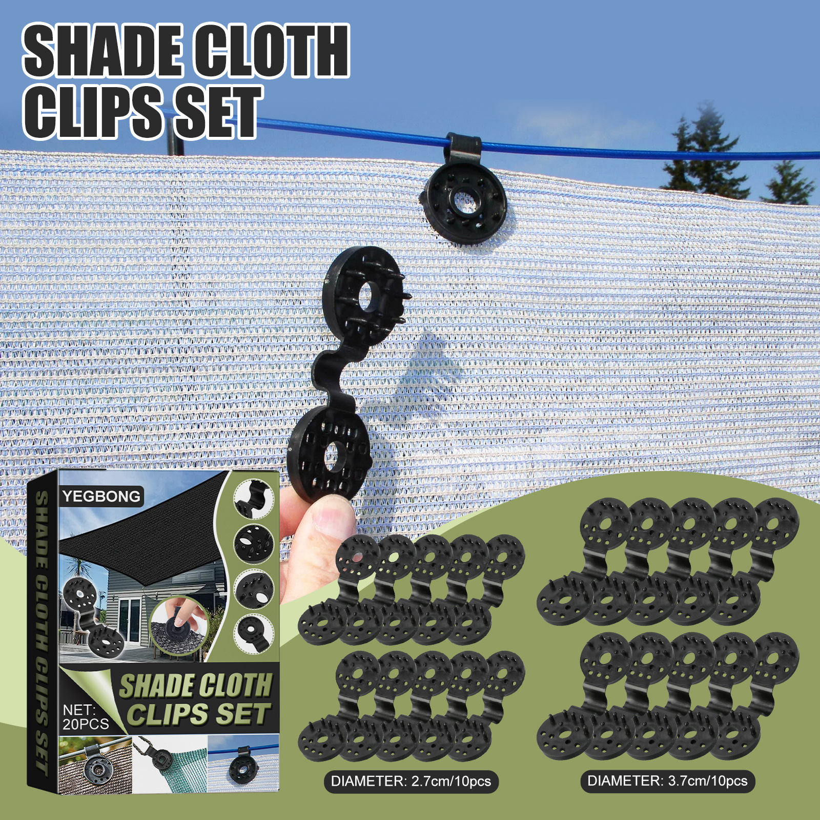 Yegbong Shading Cloth Clip Set Greenhouse Sunshade Net Buckle Clip Shade Net Shade Netting Fixing Clip Set