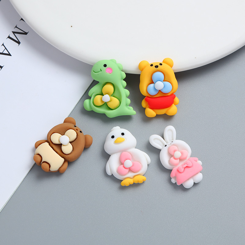 Cartoon Cute Animal Fan Cream Glue Phone Case DIY Material Package Handmade Hair Accessories Resin Accessories