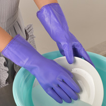短款洗碗手套加绒保暖PU女家用加厚洗衣洗碗厨房清洁劳保家务手套