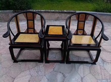 紫光檀东非黑黄檀三件套皇冠椅茶椅太师老板椅洽谈椅清式明式家具