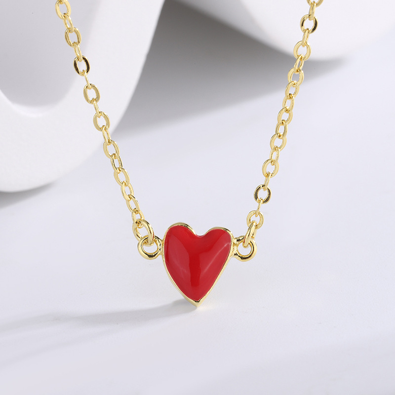 新款女士红色桃心项链锁骨欧美外贸颈链心形吊坠项饰韩国饰品批发