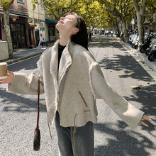 双面羊毛流苏大衣女2023冬季新款韩系小个子高级感设计款毛呢外套
