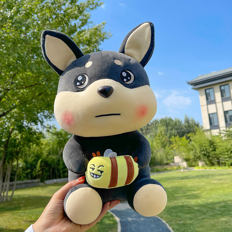 网红新款软体蜜蜂狗毛绒玩具卡通动物狗狗公仔抱枕儿童女礼物批发