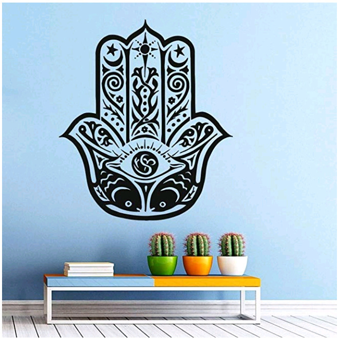 瑜伽手掌曼陀罗花精雕镂空可移除wall decor跨境亚马逊ebaydw2938